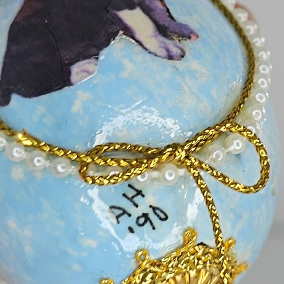 Vintage Handmade Boxer Puppy Dog Real Egg Christmas Ornament Blue - Picture 5 of 9